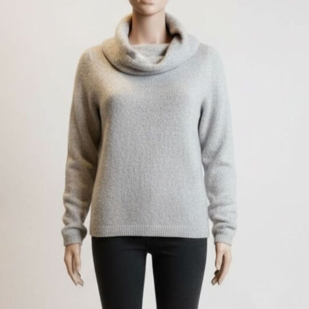 J.Jill Cowl Neck‎ Chunky Knit Sweater  MP (Medium Petite) Light Grey